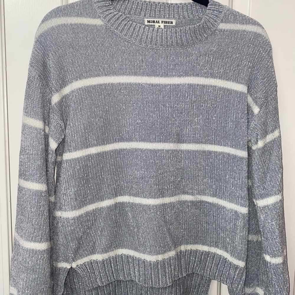Moral Fiber Blue and White Striped Sweater
